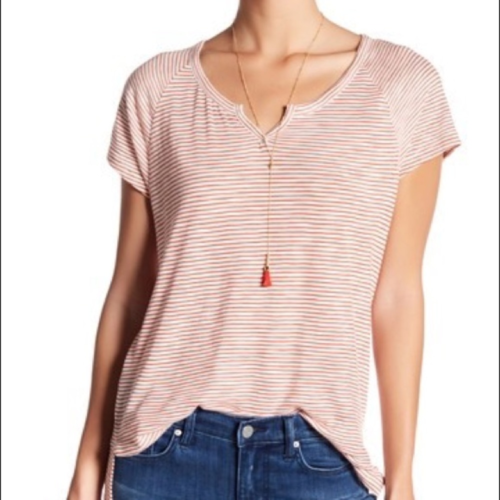 Madewell Hagan Striped Split Neck T-shirt  Sz M